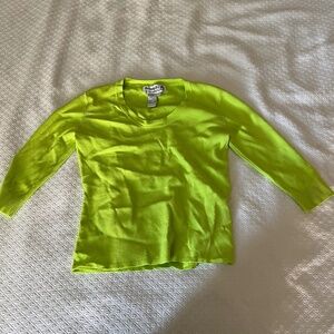Neon Green, three quarter sleeve, cropped top, Joseph A, size M